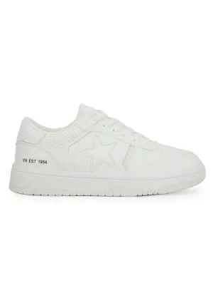 All White Dotted Embedded White Star Sneakers