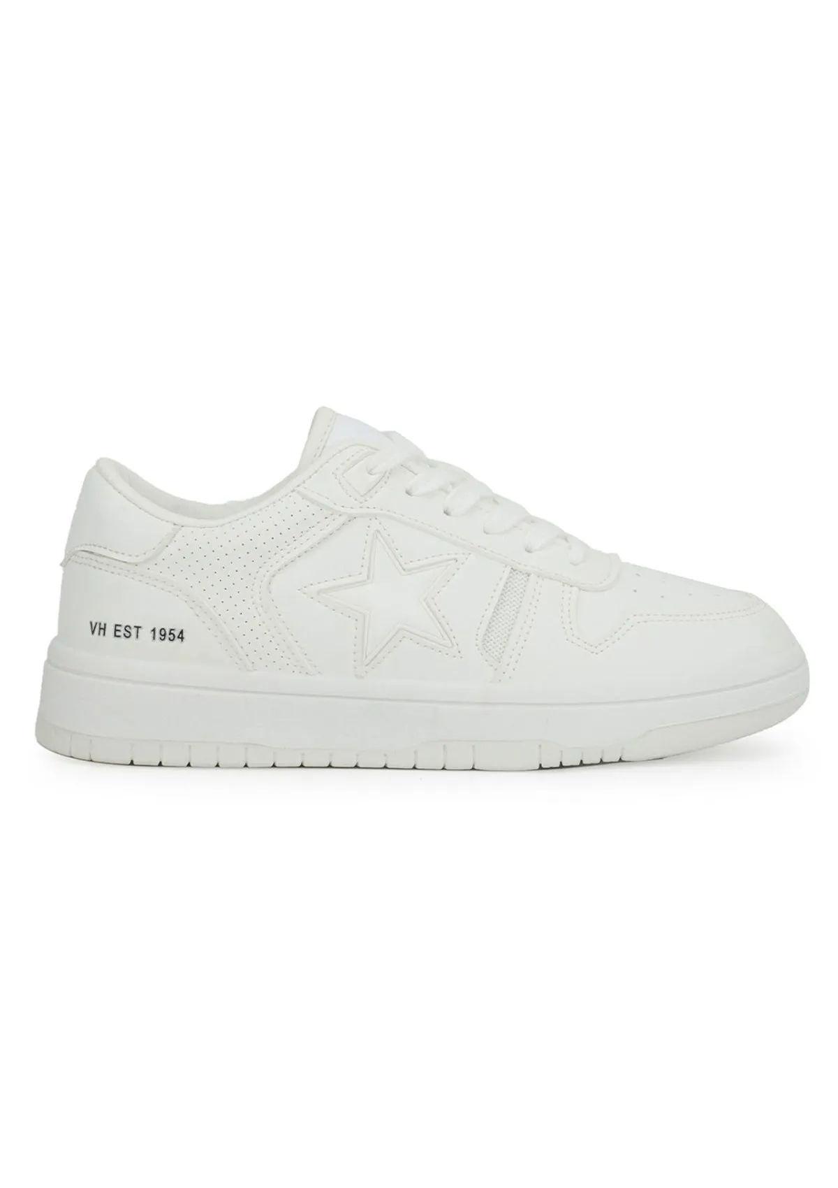 All White Dotted Embedded White Star Sneakers