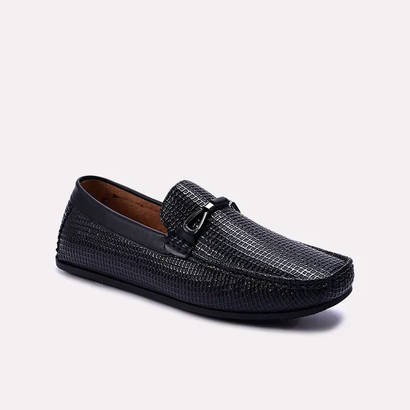 Auden Black Textured Loafers 0130868