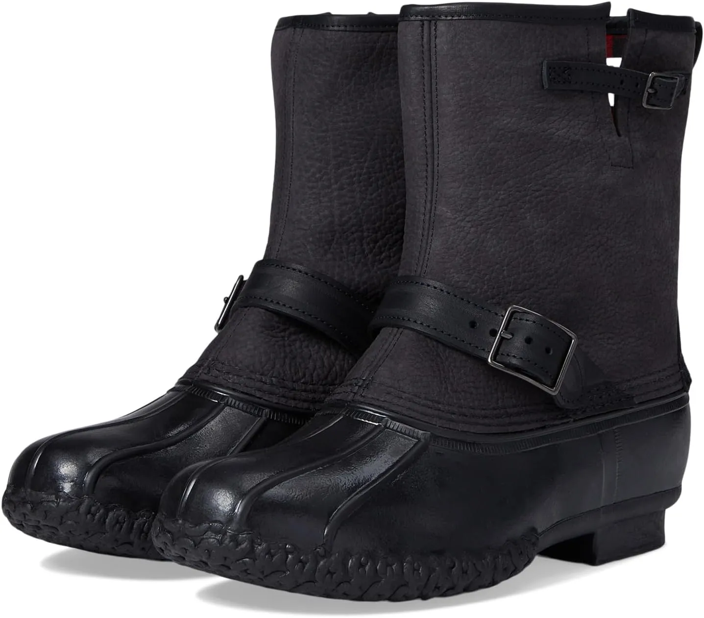 Bean Boot 10" Engineer Buckle Flannel Lined Lean, Darkest Graphite/Black/Black/Red Black Check