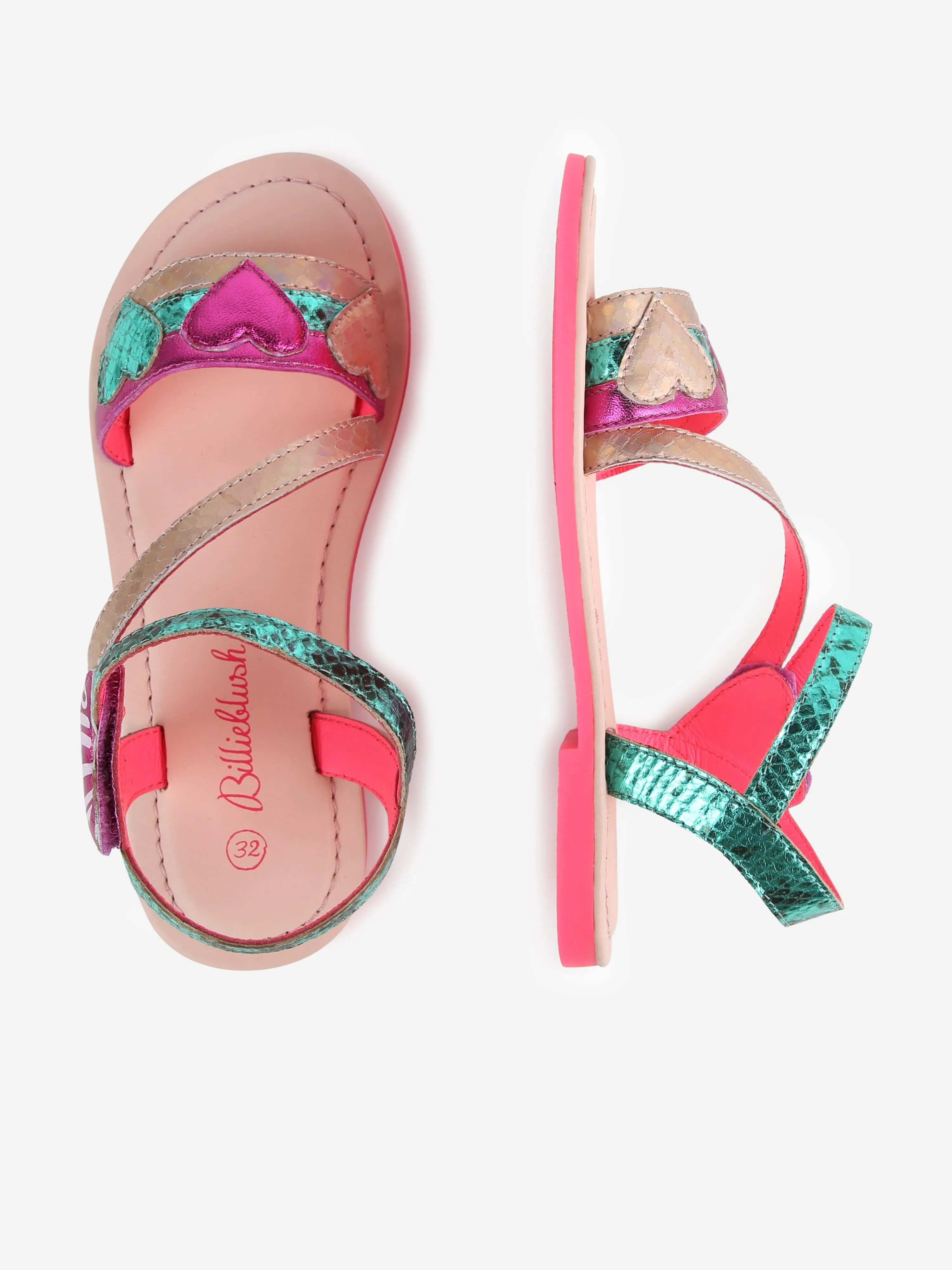 Billieblush Girls Leather Heart Sandals in Multicolour