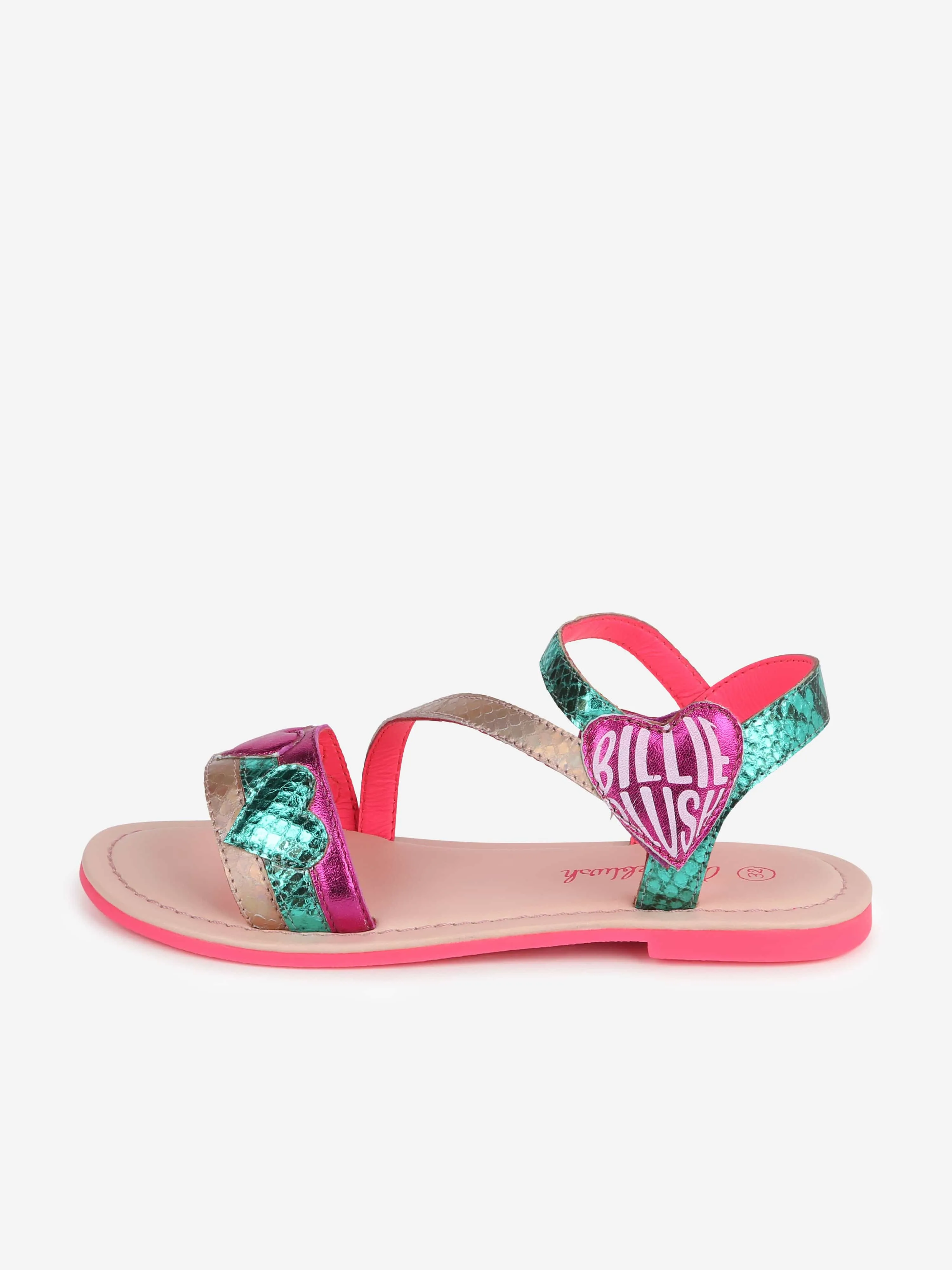 Billieblush Girls Leather Heart Sandals in Multicolour