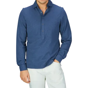 Blue Cotton Jersey Popover Shirt