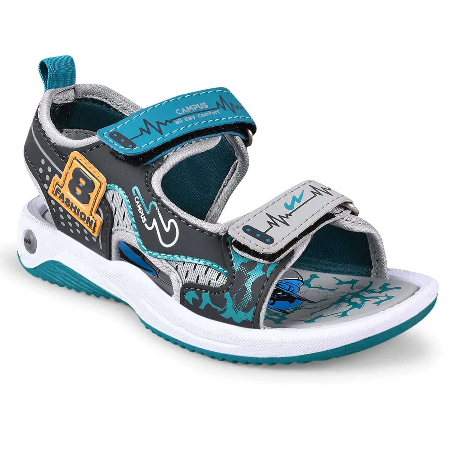 Campus Kid's SL-521 L.GRY/D.GRY Outdoor Sandal 12 -UK/India