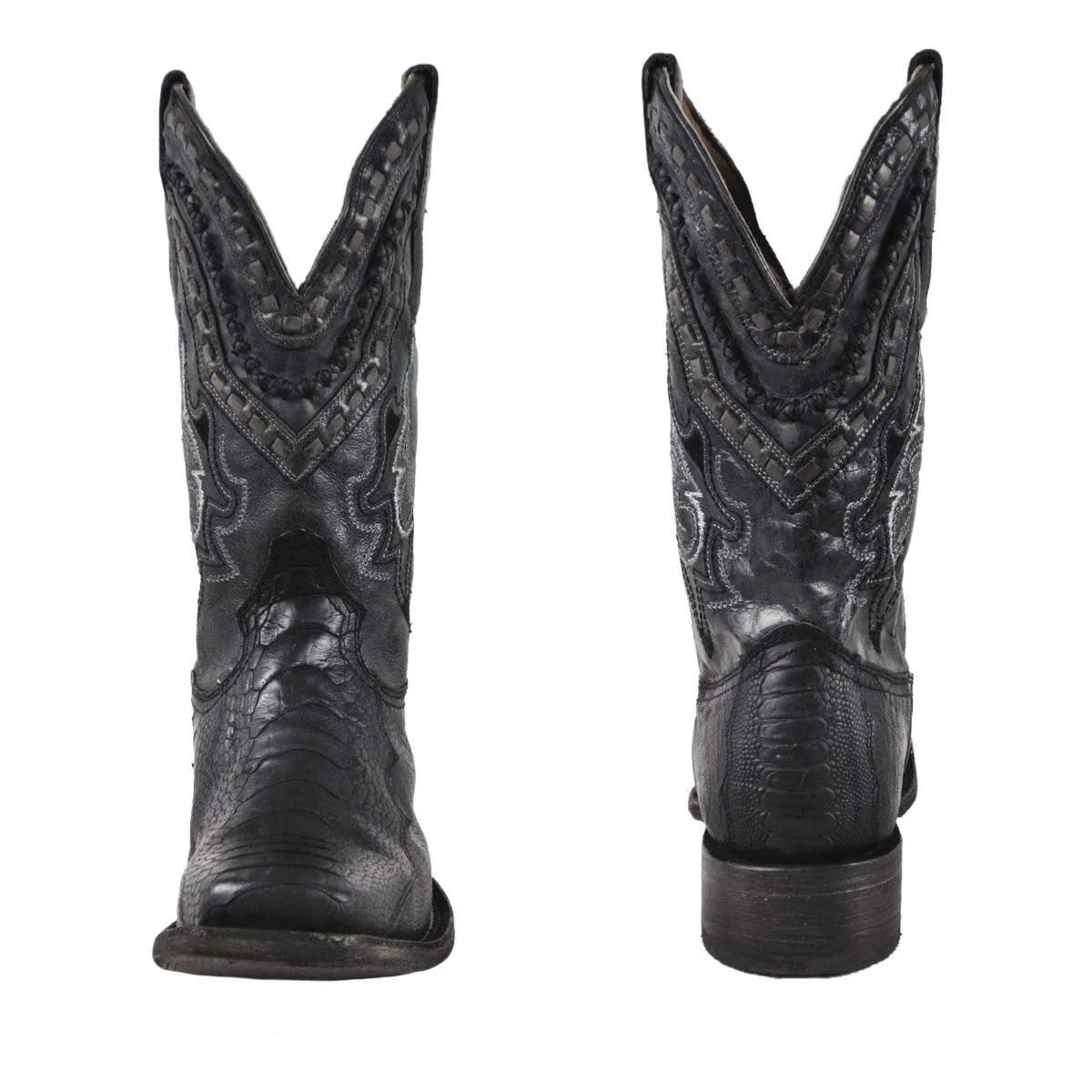 Corral Men's Black Ostrich Leg Embroidery Boots - A3626