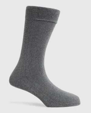 Cotton Dark Grey Solid Socks - Raylly