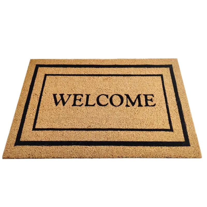 First Concept 18 in. W X 30 in. L Black/Brown Welcome Coir Door Mat