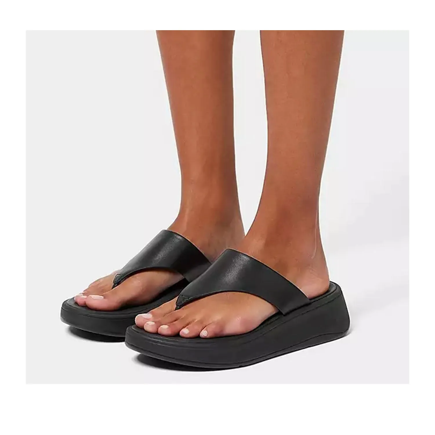 Fitflop Women's F-Mode Toe-Post Sandal in All Black