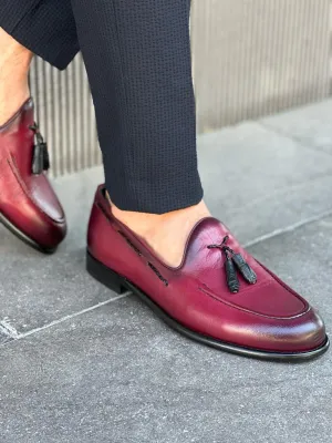 Giovanni Mannelli Double Buckled Burgundy Detailed Loafers