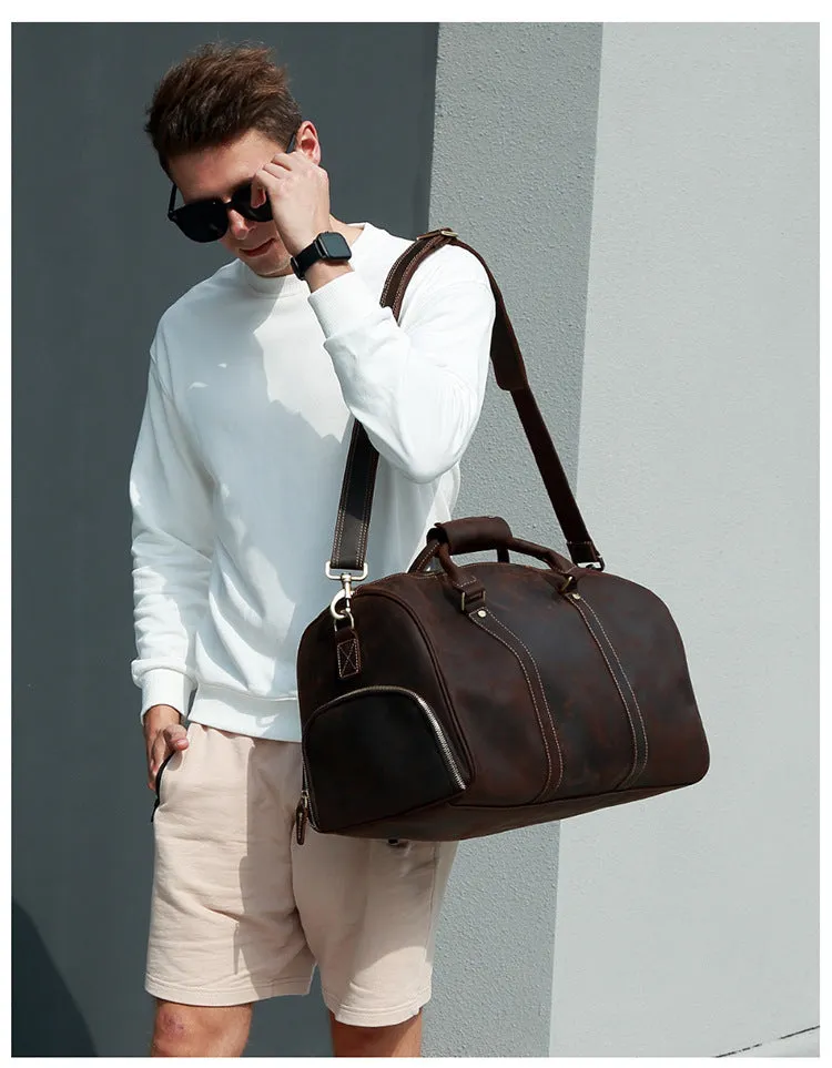 Handmade Leather Retro Business Duffle Bag/Travel Bag J6482