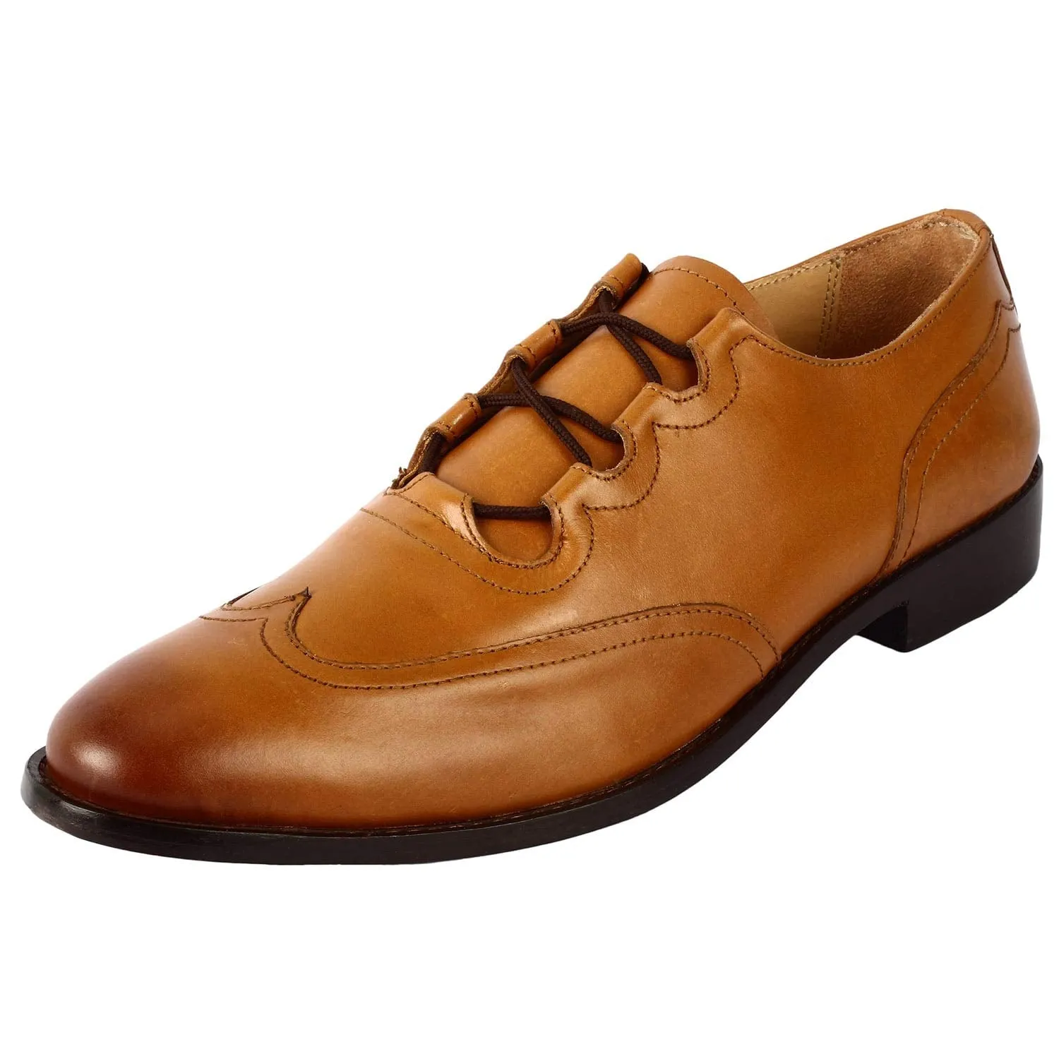 LIBERTYZENO Mens Genuine Leather Oxford Dress Shoes 1103 Tan