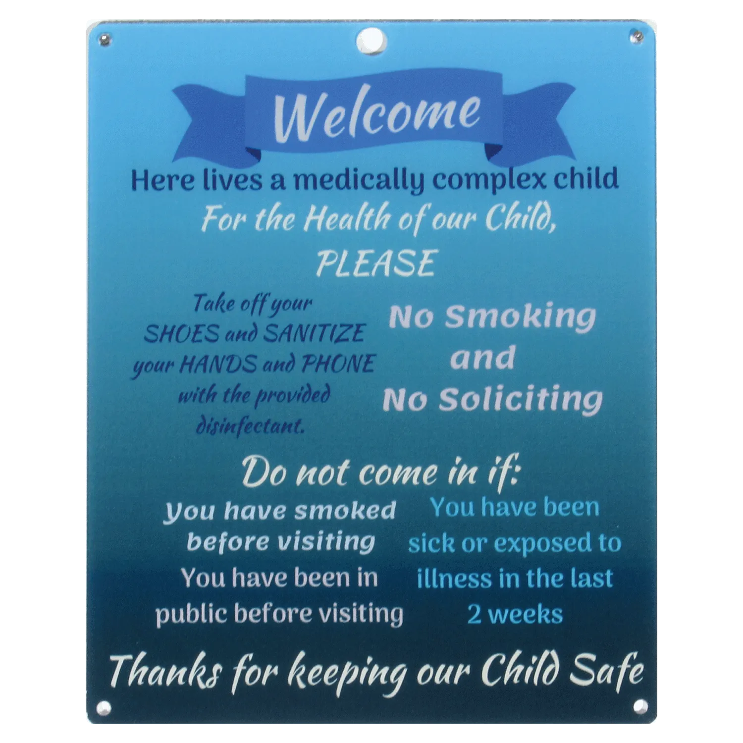 Medically Fragile Child Sign - Blue