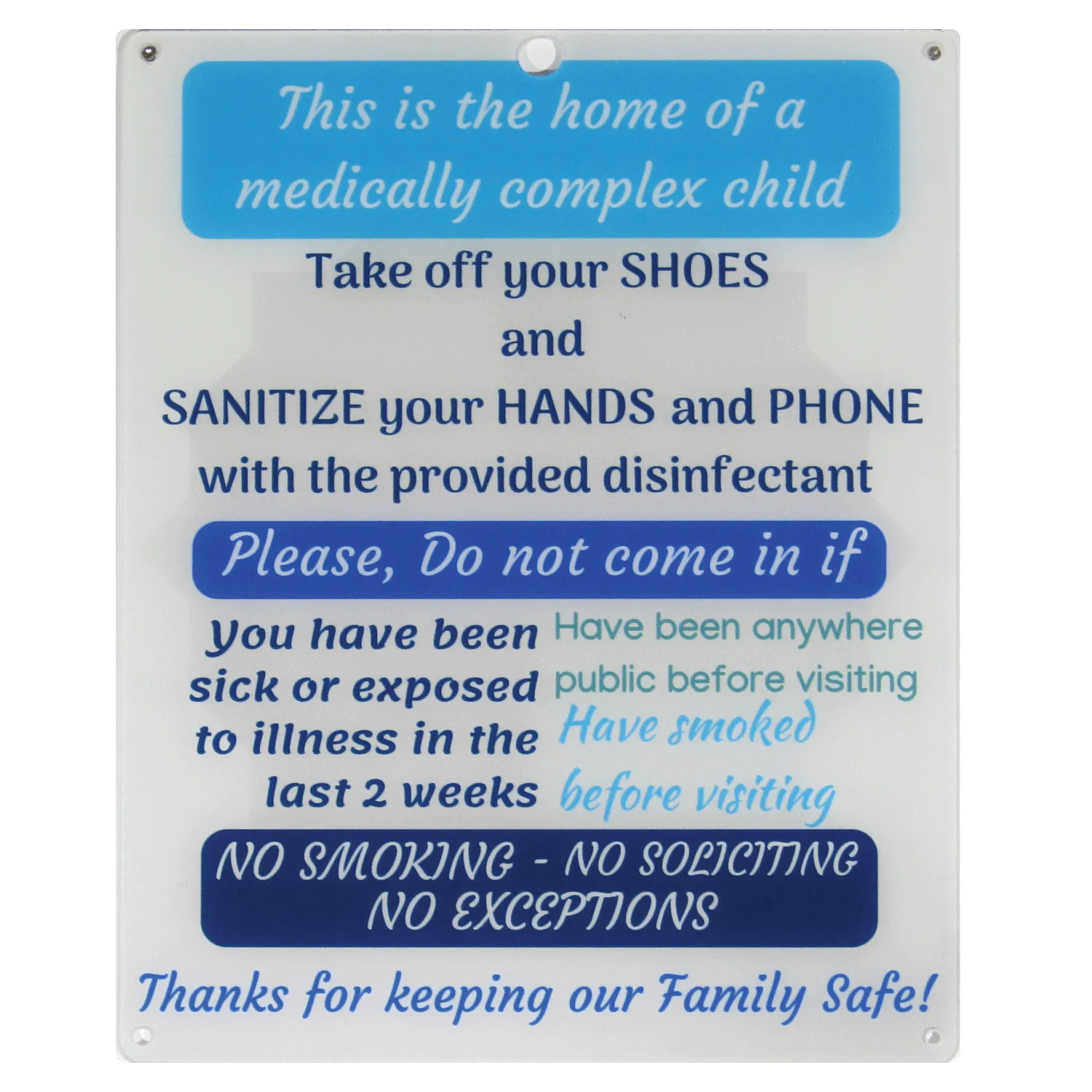 Medically Fragile Child Sign - White