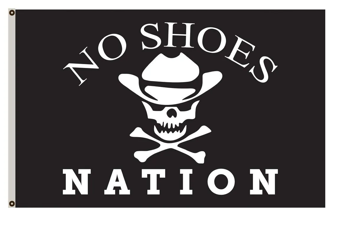 No Shoes Nation Flag Banner 3X5 Feet Black