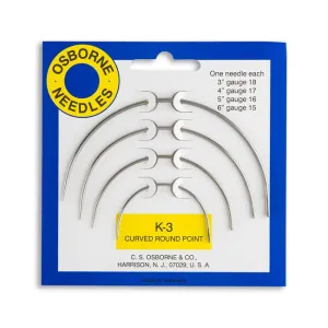 OSBORNE Assorted K-3 Curved Round Point Hand Needles, 4/pack