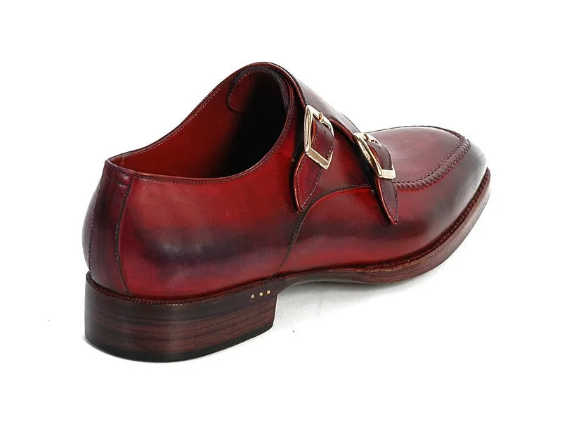 Paul Parkman Men's Double Monkstrap Shoes Black & Bordeaux