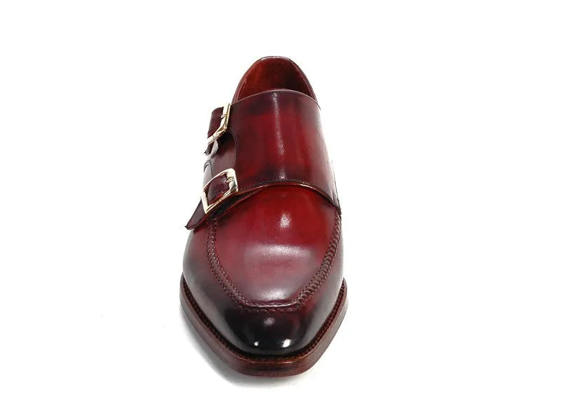 Paul Parkman Men's Double Monkstrap Shoes Black & Bordeaux