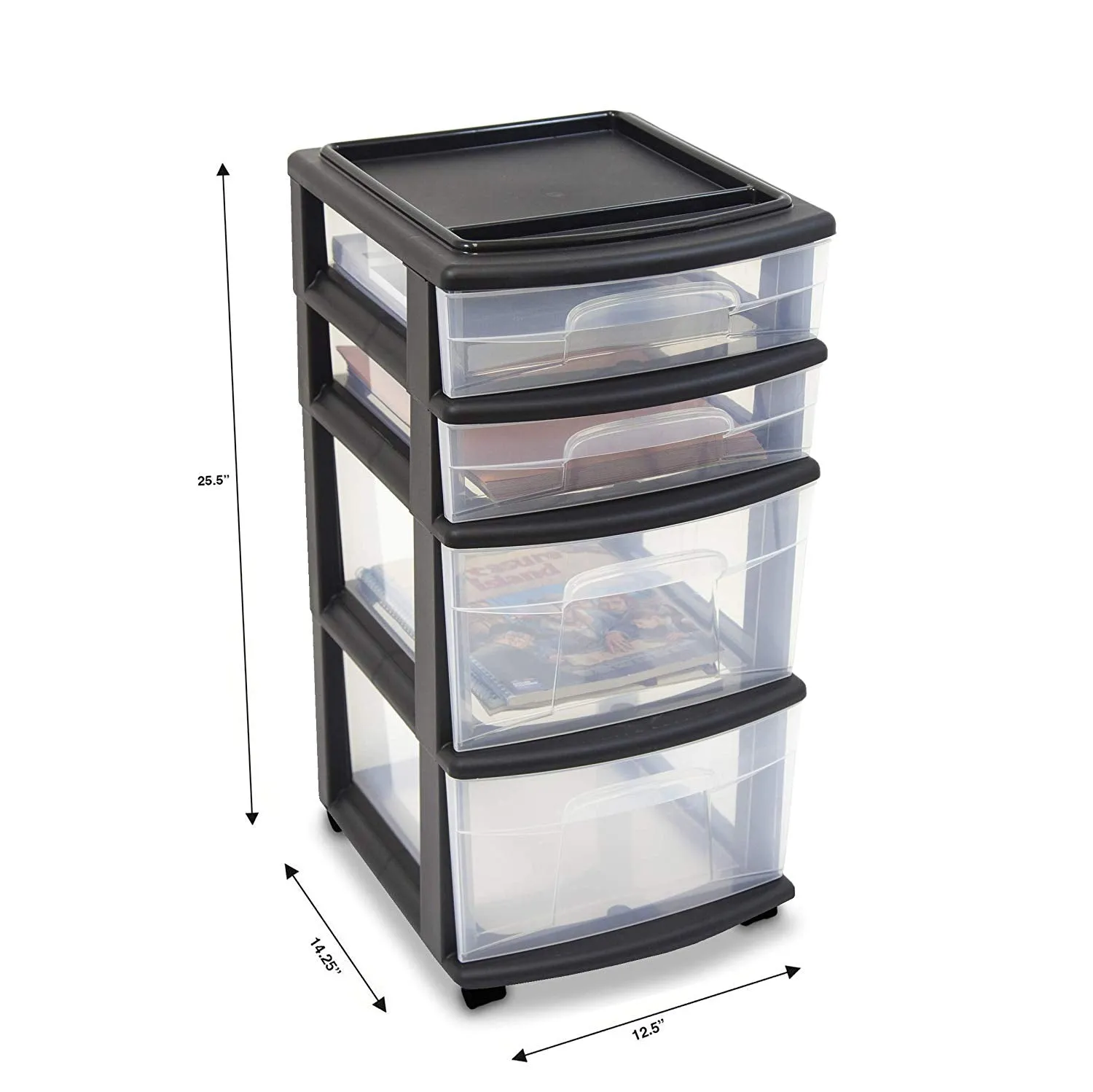 Plastic 4 Drawer Medium Cart