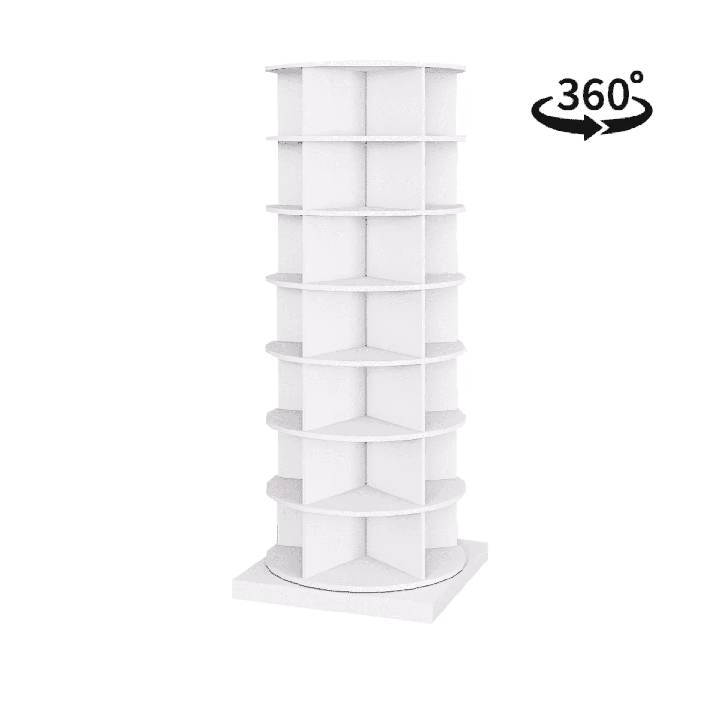 premium 7 Tiers 360Â°Shoe Rack, Organizer Spinning Shoe Cabinet, Rotating Shoe Organizer Tower Holds Up to 28 Pairs of Shoes, White