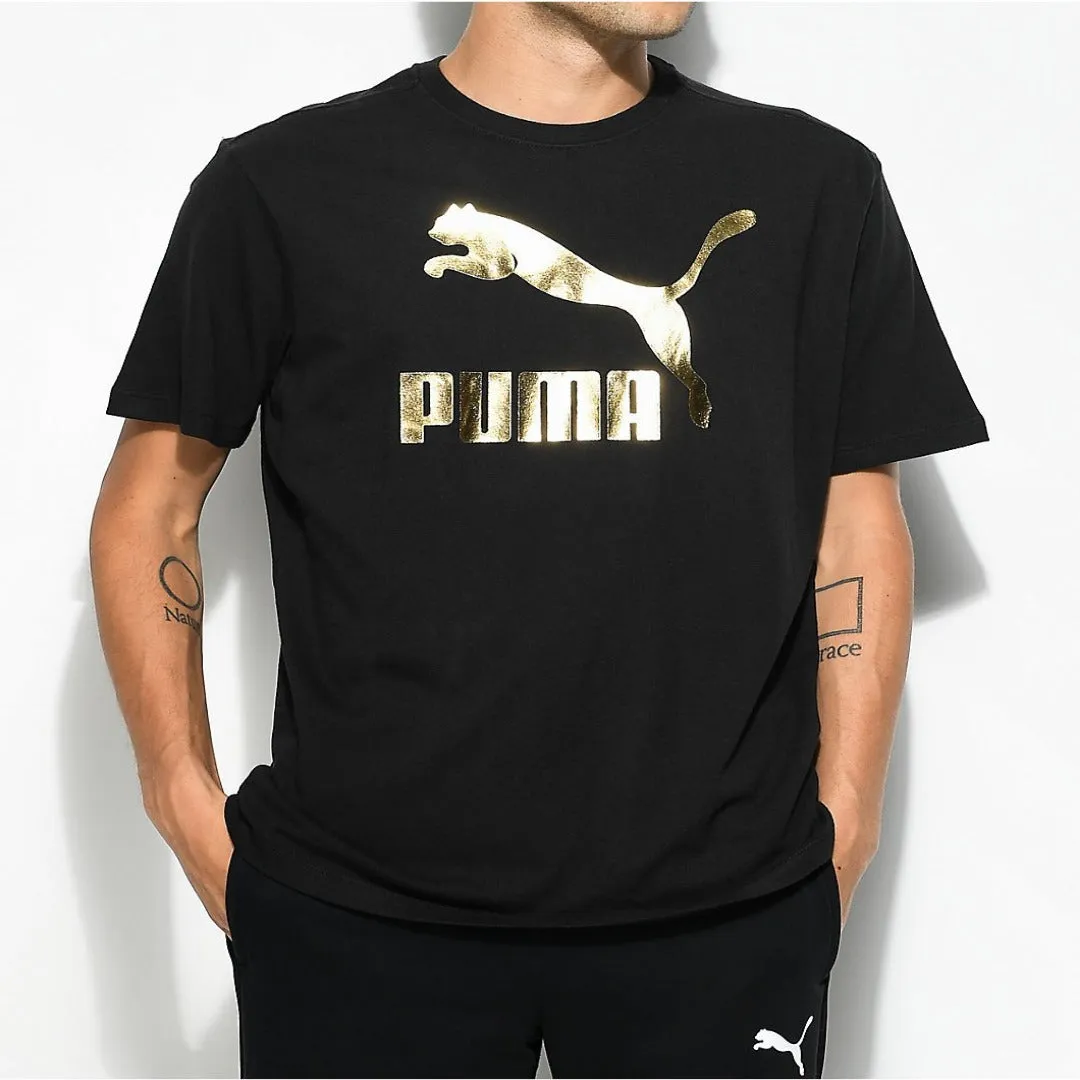 Puma CLASSICS LOGO TEE Men’s-  BLACK - GOLD