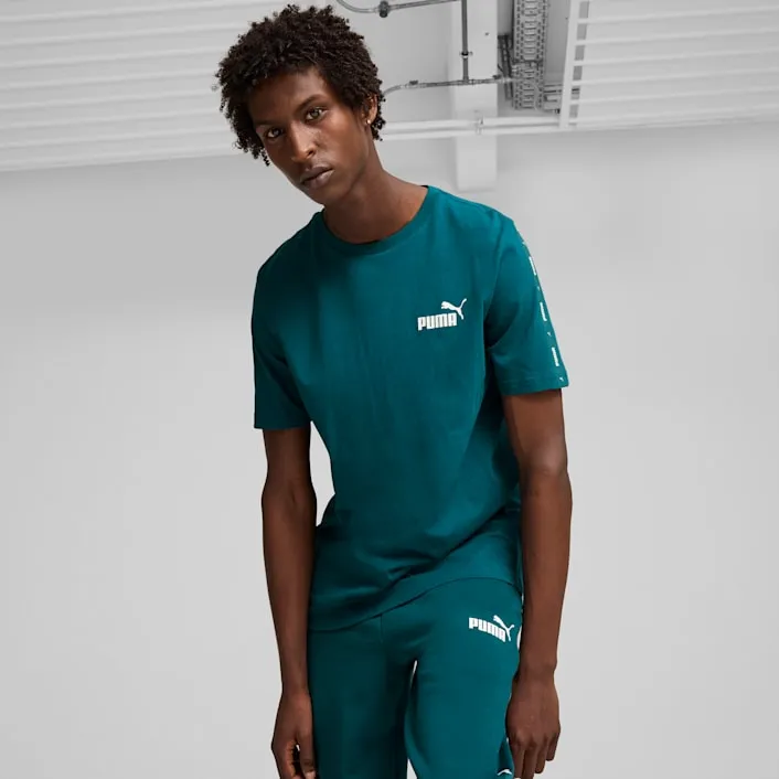 PUMA MEN'S ESSENTIALS TAPE GREEN TEE