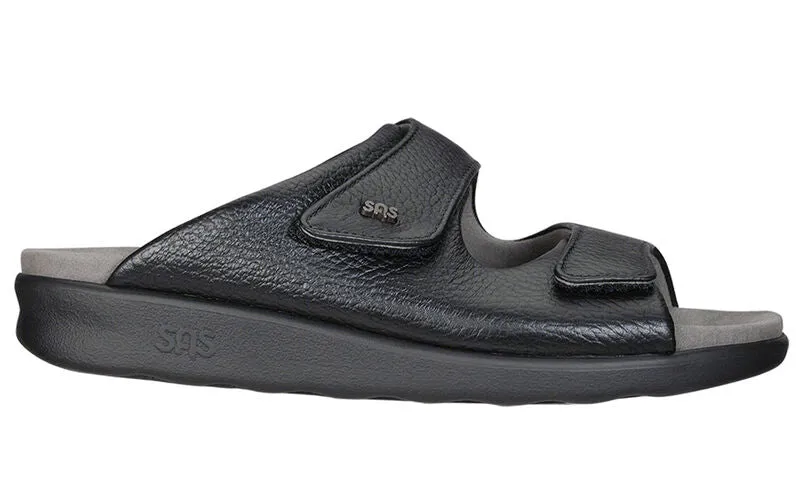 SAS Cozy Slide Women Sandal - BLACK Genuine Leather Upper Made in USA Brandy's Shoes