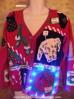 Shopaholic 2sided Ugly Christmas Sweater with Lights