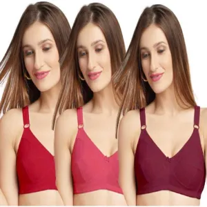 Women's Cotton Full Coverage Non Padded Bra Combo Set (Pack of 3)