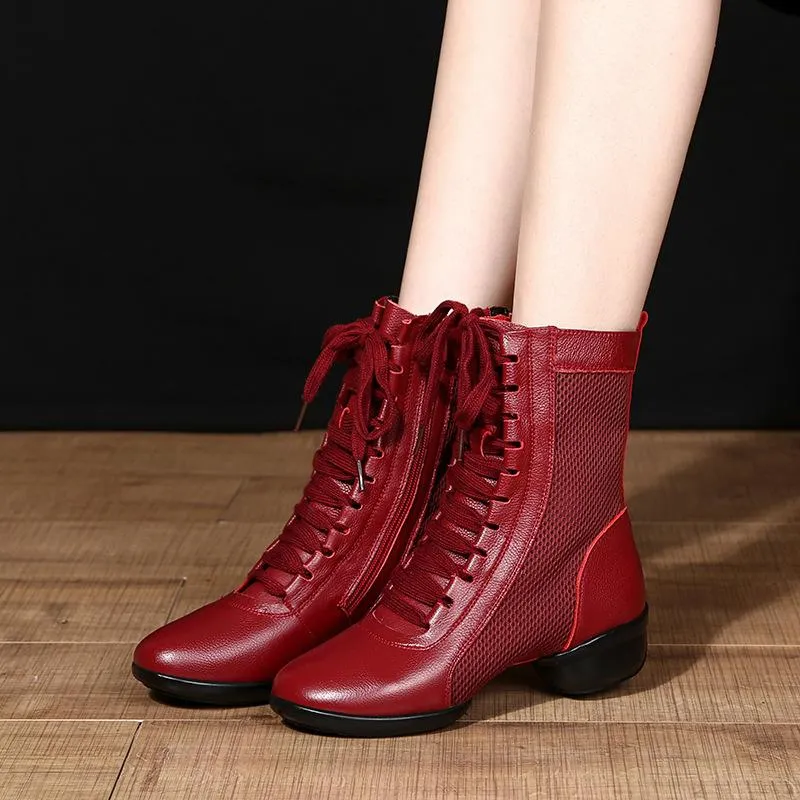 Women's Leatherette 4cm Heels Lace-up Dance Shoes Dance Boots Jazz Boots