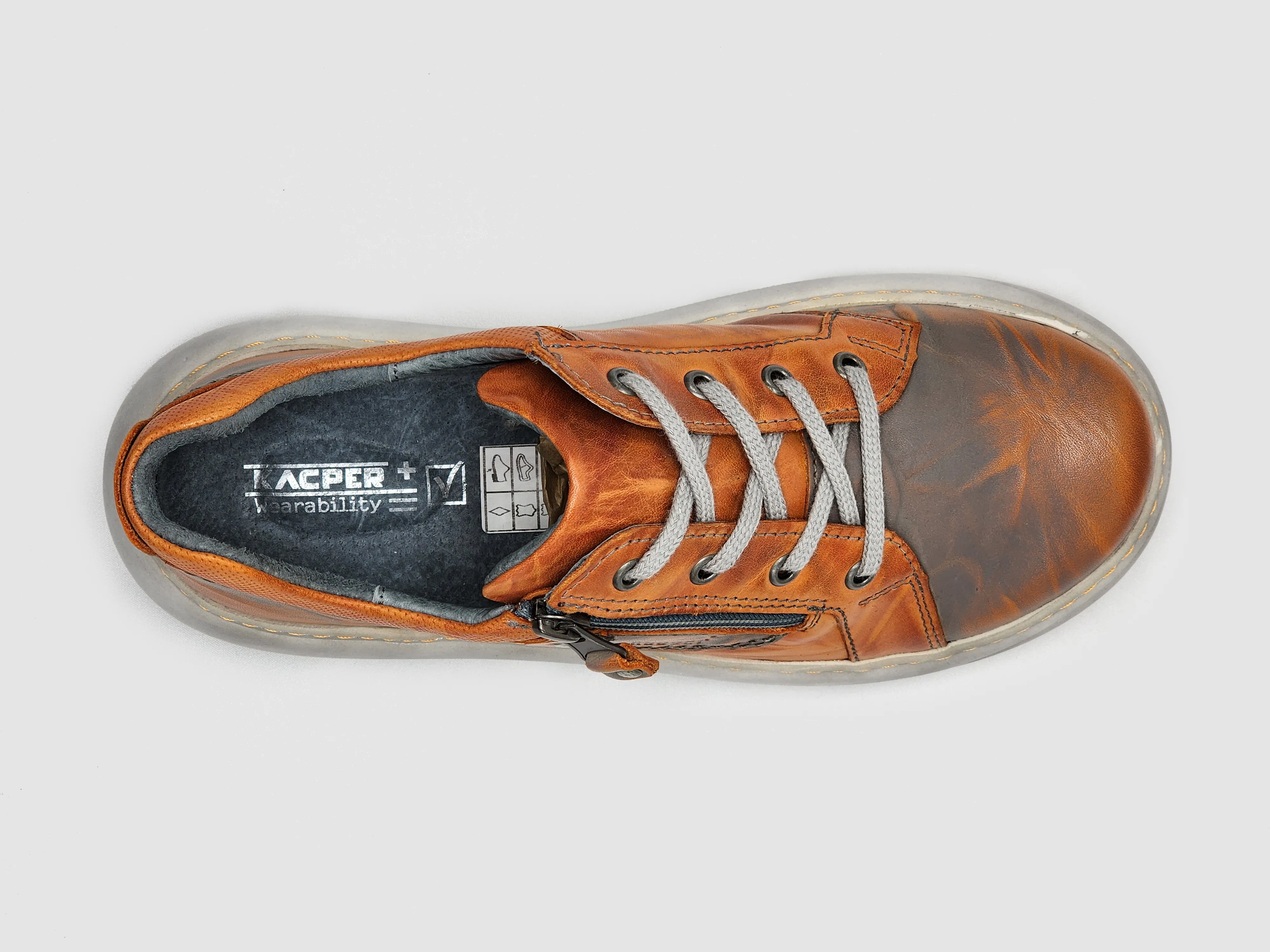 Women's Retro Zip-Up Leather Shoes - Orange