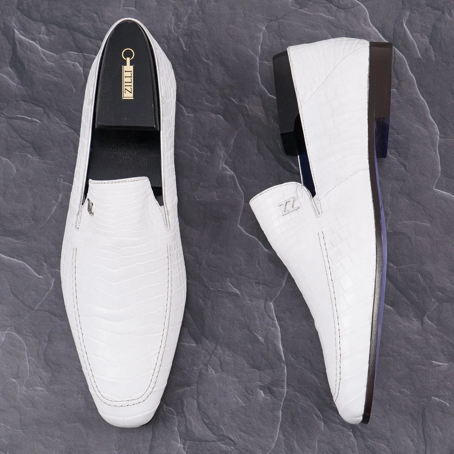 Zilli White Full Crocodile Loafers