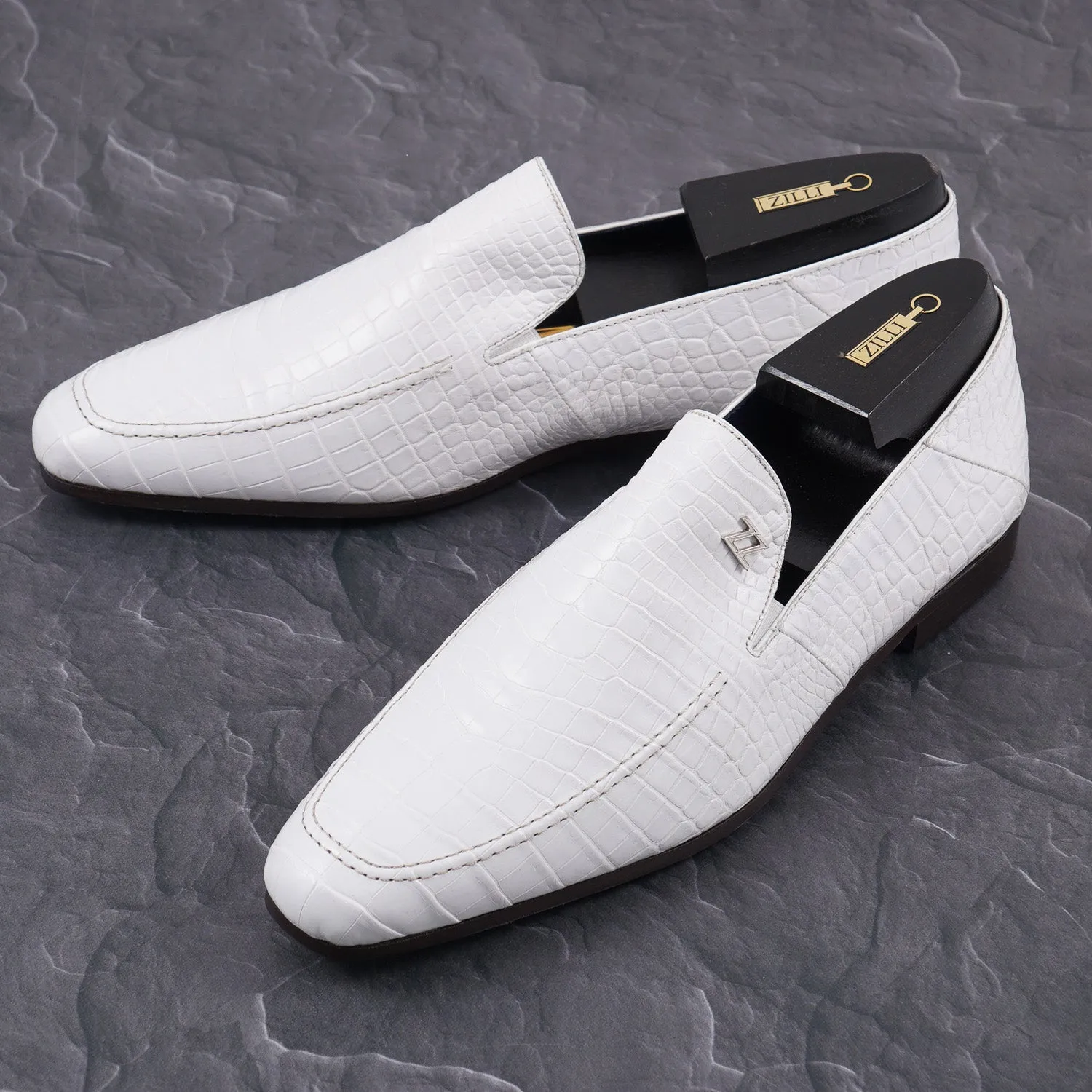 Zilli White Full Crocodile Loafers